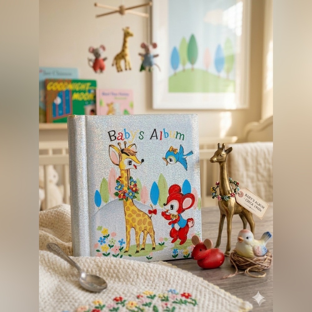 Vintage 1970s Japanese Kawaii Baby Album - Iridescent Lurex Sparkle Textile